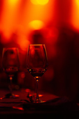Empty Wine Glass glowing at backlight event