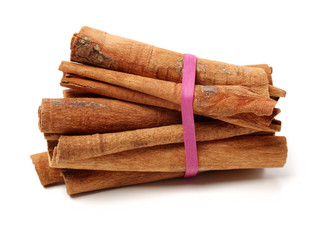 Cinnamon on a white background