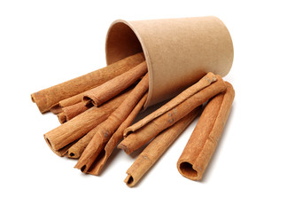 Cinnamon on a white background