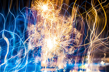 Abstract Spark Background. A Fireworks Nightclub Celebration. - Photograph - Image