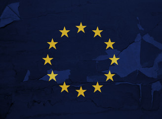 European Union Flag on a Distressed Grungy Texture - Image
