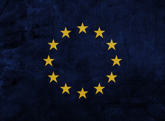 European Union Flag on a Distressed Grungy Texture - Image