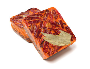 Obraz premium Chinese spicy hot pot bottom material on white background