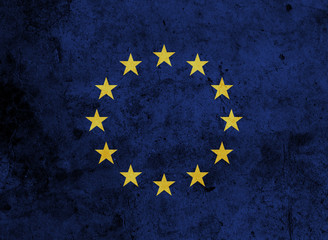 European Union Flag on a Distressed Grungy Texture - Image
