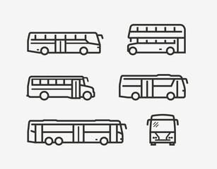 Bus icon set. Transport symbol in linear style. Vector illustration © ~ Bitter ~