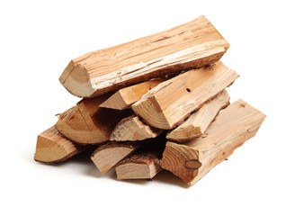 Pile of firewood isolated on a white background