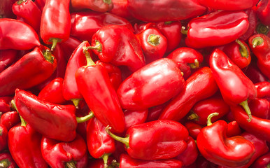 red pepper vegetable, pile isolated on white background