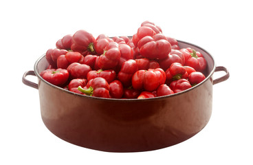 red pepper vegetable, pile isolated on white background