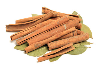 Cinnamon on white background