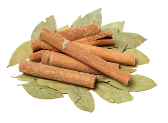 Cinnamon on white background