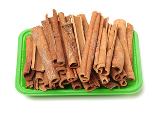 Cinnamon on a white background