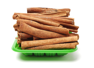 Cinnamon on a white background