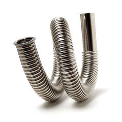 closeup of kitchen drain assembly on white background