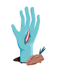 zombie hand coming out of the ground