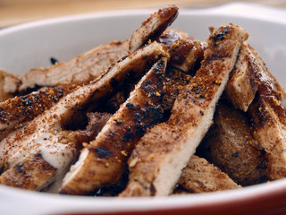 chicken fingers on a bowl, BBQ with spicy