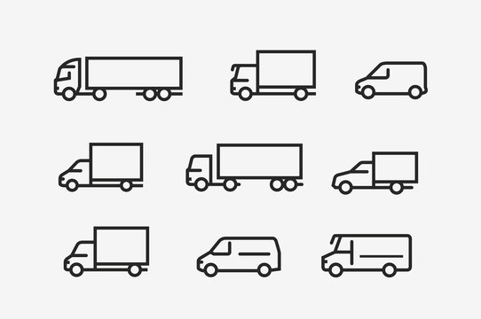 Transport icon set. Transportation in linear style. Vector illustration