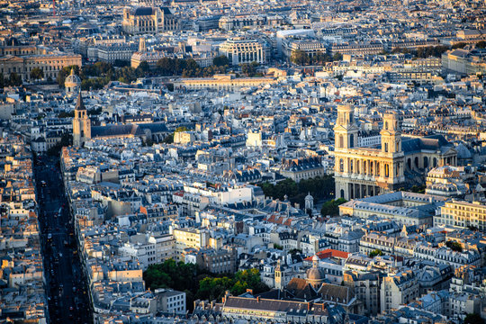 Sunset in Paris, France, with Notre Dame.