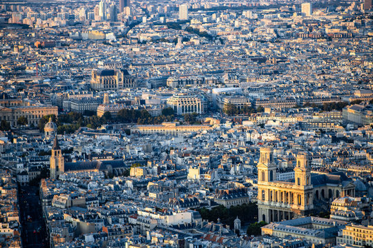 Sunset in Paris, France, with Notre Dame.