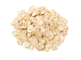 Chinese Herbal medicine - American Ginseng slices (Panax quinquefolius) isolated on white background