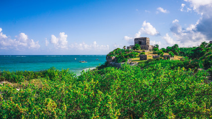 Maya ruins with ocean view in Yucatan, Mexico