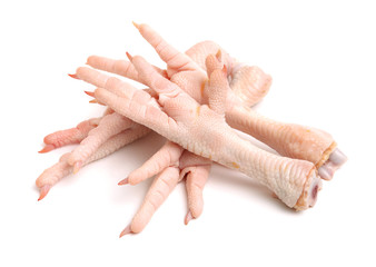 Chicken feet on white background