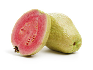 Pink guava isolated on white background