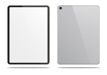 Realistic silver tablet pc.