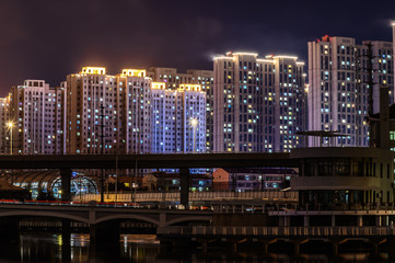 Night view of Yitong River, Changchun, China