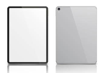 Realistic silver tablet pc.