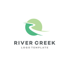 Obraz premium River Creek Logo Vector Icon Illustration