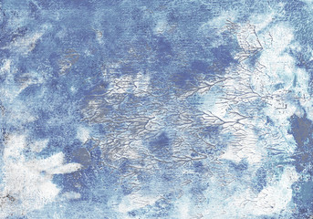 abstract textural background with gray and blue paint lines with white divorces, furrows, inflows, coasts