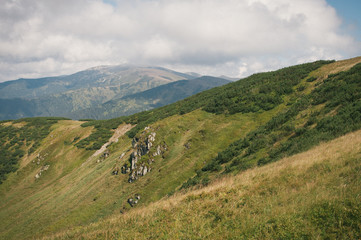 Hiking in the Low Tatra mountains in Slovakia, almost alone on the ridgeway, only majestic mountains