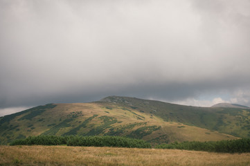 Hiking in the Low Tatra mountains in Slovakia, almost alone on the ridgeway, only majestic mountains