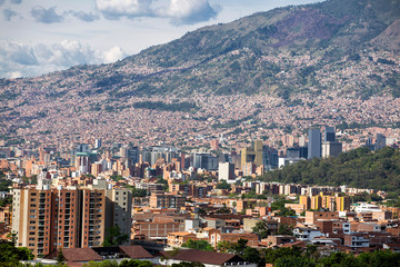Obraz premium Medellín, Antioquia / Colombia - September 13, 2019. General description of the city of Medellín. Medellín is a municipality in Colombia, capital of the department of Antioquia.