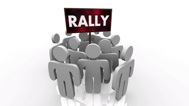 Rally Support Group Meeting People Sign 3d Animation