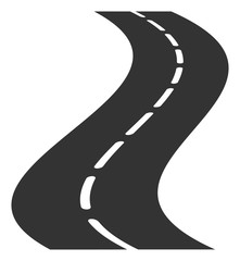 Vector waving road flat icon. Vector pictograph style is a flat symbol waving road icon on a white background.