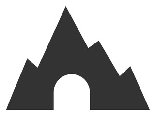 Vector mountain tunnel flat icon. Vector pictograph style is a flat symbol mountain tunnel icon on a white background.