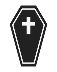 halloween wooden coffin with cross