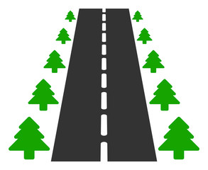 Vector straight road alley flat icon. Vector pictograph style is a flat symbol straight road alley icon on a white background.