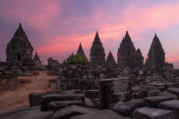 The Prambanan Temple in Violet View