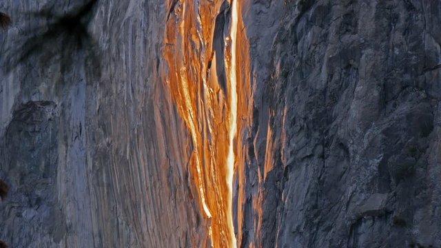 Horsetail Falls illuminated by sunset, Yosemite, California, United States