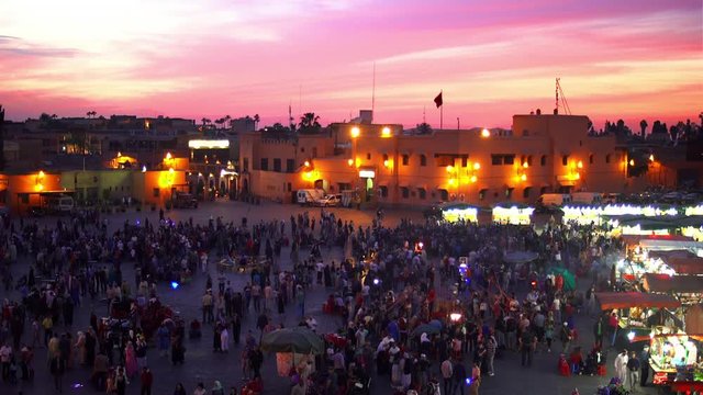 People walking at outdoor market at night, Marrakesh, Morocco