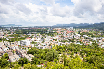 Fototapeta na wymiar Khao Rang Hill Viewpoint in Phuket, Thailand is one of Phuket’s most famous viewpoints. It is summit offers views out over the town.