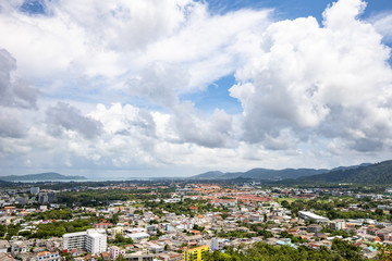 Fototapeta na wymiar Khao Rang Hill Viewpoint in Phuket, Thailand is one of Phuket’s most famous viewpoints. It is summit offers views out over the town.