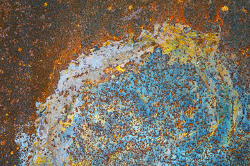 Abstract grunge rustic background. Colorful rusty background. Selective focus