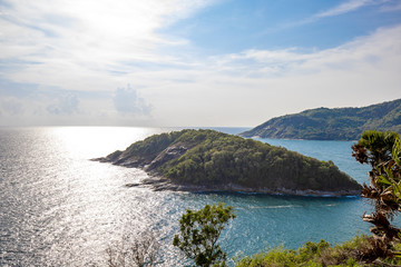 Seascape of Phuket Best View Point Sunset at Phrom Thep Cape. One of attraction tourist in Phuket landmark at Laem Phromthep Phuket.