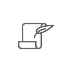 Old manuscript, feather icon. Element of theater icon. Thin line icon