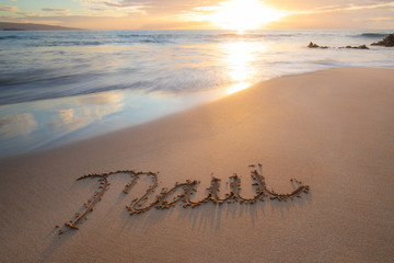 Sunset along a rocky south Maui coastline