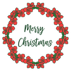 Poster merry christmas, with modern red floral frame. Vector