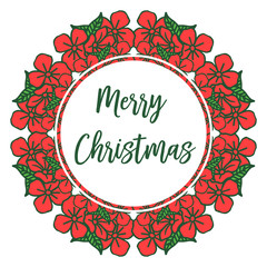 Bright red flower frame for various greeting card merry christmas. Vector